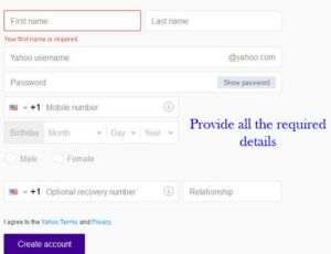 create yahoo mail account